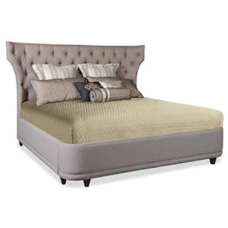 Queen Platform Bed with Curved Upholstered Headboard